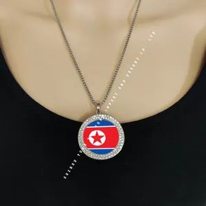 2 Sizes New Arrival (45+5)cm Stainless Steel NORTH KOREA Country Flag Necklace