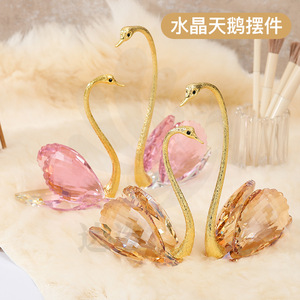 Figurines de cygne en cristal, décoration en verre moderne pour la maison, pour les couples, salon, entrée, cadeau - Product Image 4