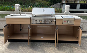 Modernas Cocinas Exteriores Prefabricadas Móviles con Gabinetes, Refrigerador, Electrodomésticos, Madera <span class=keywords><strong>Pitza</strong></span> 316, Acero Inoxidable 304 y Barbacoa - Product Image 2