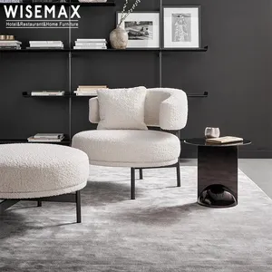 WISEMAX arredo moderno divano divano con linea ottomana in tessuto con rivestimento curvo dello schienale sedia per il tempo libero con struttura in metallo