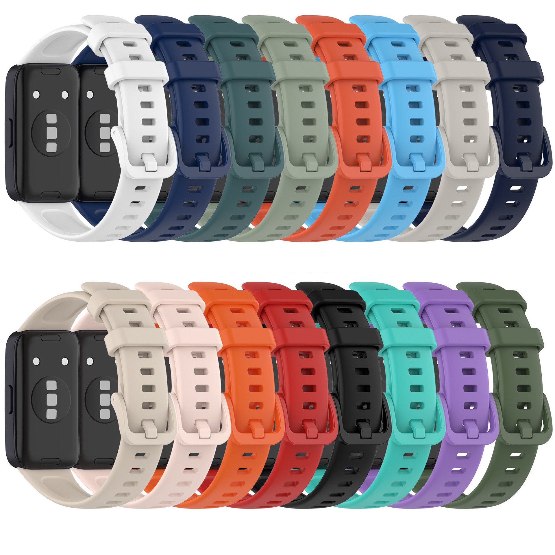 CHULN 10 Pezzis Silicone Cinturino Compatibile con Huawei Band 9/Huawei Band 8, Sportivo Impermeabile Regolabile Bracciale per Huawei Band 9/8. (No host
