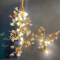 Lustre de fleur de luxe salle à manger éclairage cuivre lampe or salon décoration Plafonnier