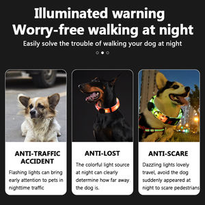 Correa de perro <span class=keywords><strong>LED</strong></span> recargable por USB SinSky, correas reflectantes impermeables para mascotas, correas de PVC iluminadas, correa de perro para entrenamiento de perros para caminar - Product Image 5