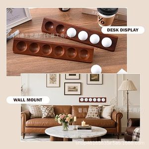 Wooden Golf Ball Storage Rack <b>Wall</b> Mount Single Layer Pine Material <b>Desk</b> Display Shelf Collectible Organizer - Product Image 1
