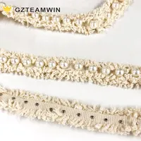 OEM personalizzato 3D bianco perla ricamo artigianato perline accessori per abbigliamento in pizzo
