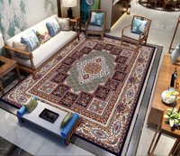 Grand tapis de salon bohème imperméable antidérapant en polyester écologique à motif floral, fabriqué à la machine, idéal pour les animaux domestiques
