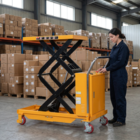 Table élévatrice à ciseaux hydraulique électrique portable JIALITE 500KG en acier au carbone 1200x600mm, plateforme de levage mobile sur roues pour un transport facile