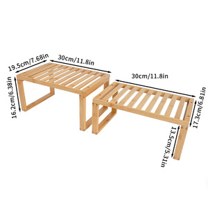 Estante de Almacenamiento de Cocina de Bambú de 30 cm x 19.5 cm, Organizador Multifuncional para Encimera, Escurridor de Tazas y Toallas, 2 Piezas - Product Image 1