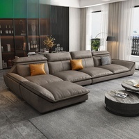 Canapé d'angle moderne de luxe en forme de L avec appui-tête réglable et siège profond, idéal pour salon, villa, mobilier haut de gamme
