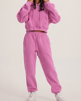 Ensemble deux pièces pour femmes survêtement personnalisé automne et hiver Plus velours épaissi couleur unie à capuche sport pull décontracté