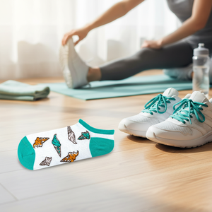 Colorful Ice Cream Patterned White Ankle Sports <b>Socks</b> Digitally Printed - Product Image 3