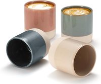 Vente en gros de tasses à café en céramique de 10,5 oz, bicolores, base crème terracotta, finition lisse, durables, couleur personnalisée, pour salon de thé