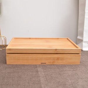 Organisateur de bijoux de bureau en bambou, boîte de rangement à 6 compartiments, style minimaliste pour cosmétiques, rouges à lèvres et accessoires - Product Image 2