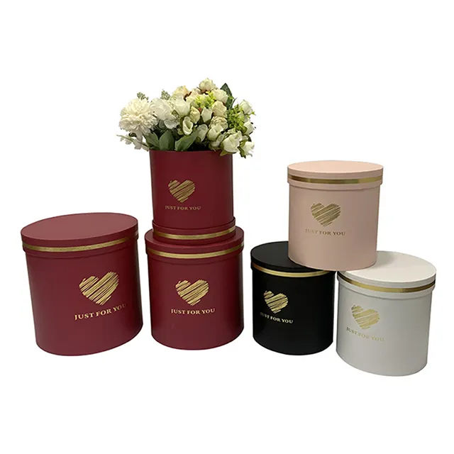 Kotak Mawar Bulat Kotak Hadiah Cinta Pengiring Pengantin Bunga Kering Semua Ukuran Murah Kotak Sabun Coklat Emas Kardus Bunga Hanya untuk Anda dengan Tutup