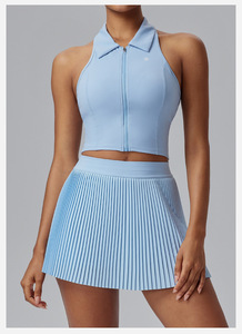 Nouvelle jupe de tennis plissée taille empire pour femme, design faux deux pièces, doublure anti-exposition, avec poches, pour fitness, entraînement et golf - Product Image 5