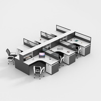 Simple moderne 4/6 personne poste de travail bureau cloison armoire mobilier de bureau avec ensemble de chaises panneau de Style bois pour une utilisation dans la chambre