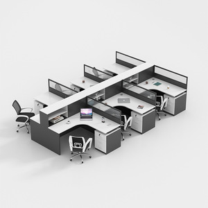 Simple y moderno para 4/6 personas, estación de trabajo, escritorio, partición, cubículo, muebles de oficina con juego de sillas, Panel de estilo de madera para uso en dormitorio - Product Image 1