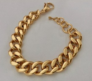 สร้อยข้อมือคิวบาแบบหนา สแตนเลสสตีลเคลือบ PVD ทอง 18K สำหรับผู้หญิง |   หลายขนาด |   กันน้ำ ป้องกันอาการแพ้ ไม่ซีดจาง - Product Image 2