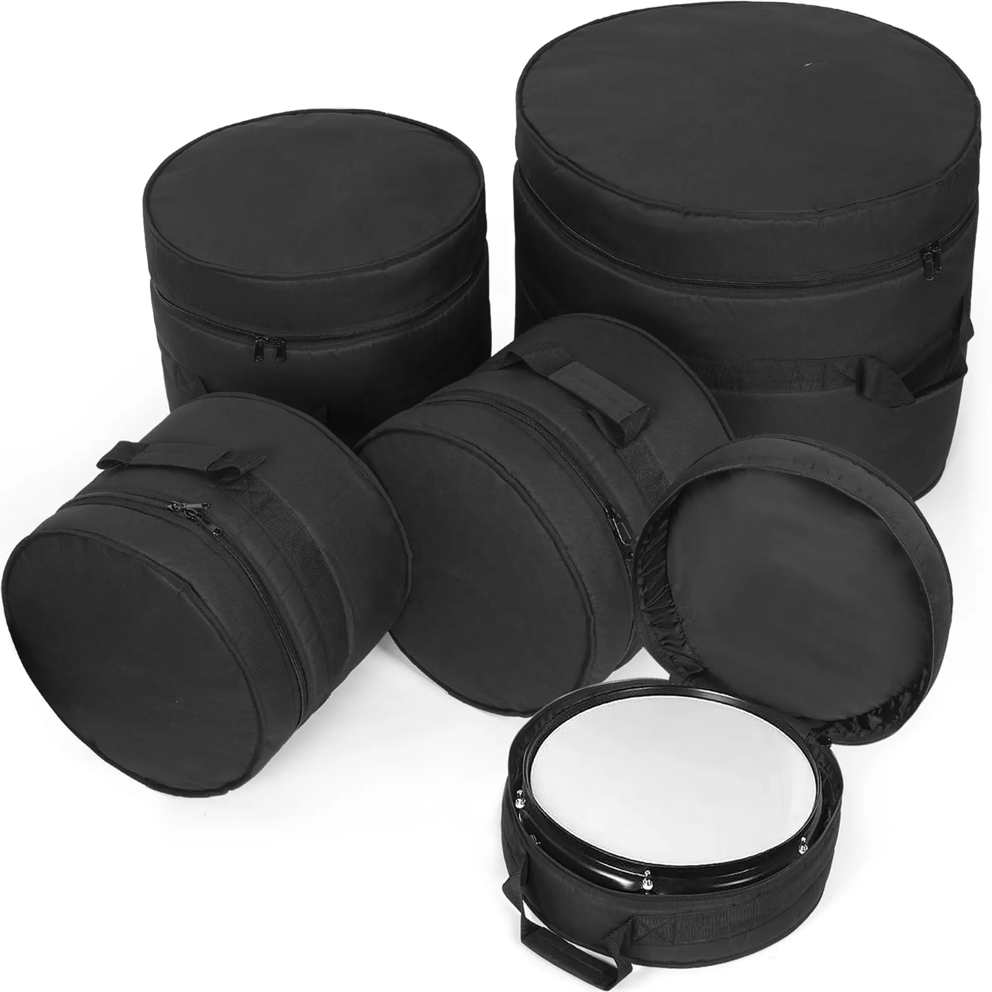 10mm Thick Padded Drum Bag Set Snare & Bass Drum Cases for 12" Tom Floor Tom for Bass & Drum Players
