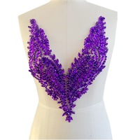 Applique en dentelle de strass acrylique faite à la main, broderie perlée, patch pour accessoires de robe