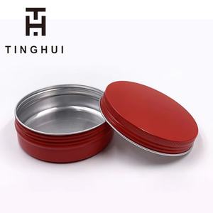 Pot rond vide de 10g, 50g, 100g avec couvercle foncé, conteneur cosmétique en aluminium noir et boîte métallique. - Product Image 2