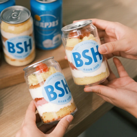 BSBH Bidon en plastique transparent pour animaux de compagnie 330ml 500ml Bouteille de boisson pop vide pour gâteau Café Jus