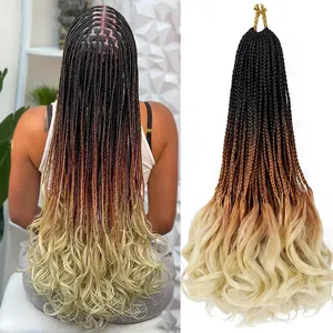 Boîte à cheveux au crochet Tresses Bouclés Extrémités Synthétiques Ombre Cheveux pour Tresse Boucles Françaises Déesse Tressage Extensions de Cheveux