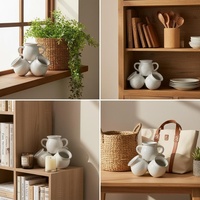 Pot en céramique moderne de haute qualité, finition émaillée, petite taille, pour usage intérieur/bureau, fleurs/plantes vertes