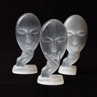 Statue de Sélénite Naturelle Silencieuse, Masque de Penseur en Gypse Blanc Sculpté à la Main, Figurine en Cristal de Sélénite pour la Décoration
