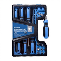 Ensemble de tournevis à cliquet multifonction 51 pièces, embouts et douilles en acier CR-V, ensemble d'outils manuels magnétiques interchangeables