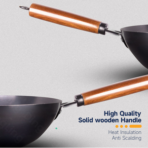 Wok para Saltear <span class=keywords><strong>de</strong></span> <span class=keywords><strong>Hierro</strong></span> Forjado con Mango <span class=keywords><strong>de</strong></span> Madera y Acabado Profundamente Nitrurado - Product Image 5
