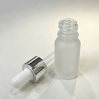 Flacon en verre pour soins de la peau, type compte-gouttes rond, à épaule ronde, cylindrique, avec tête applicatrice, pour gommage visage, essence, flacon Boston