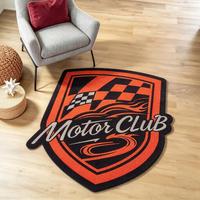 Tapis tufté personnalisé en forme de logo OEM en gros, tapis moelleux avec emblème de marque pour merchandising