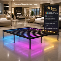 RGB LED-Licht Schwebendes Bettgestell Starke Unterstützung Ladefunktion Langlebig Verstellbar Erweiterbar Tragbar Faltbar Doppel-Stahlbett