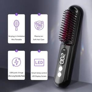 Peine Portátil de Iones Negativos para el Cuidado del Cabello, Dispositivo Eléctrico Inalámbrico Recargable por USB, Mini Plancha de Pelo con LED para Tratamiento Capilar - Product Image 2