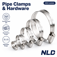 Colliers de serrage en acier inoxydable 304 NLD Fastener, 1/2 pouce, à vis sans fin, pour tuyaux métalliques