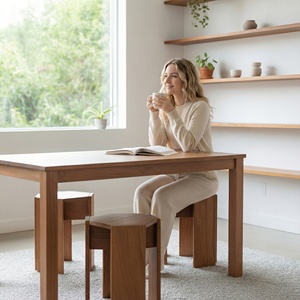 Dos Taburetes de Madera Maciza Apilables, Estilo Escandinavo Simple, Modernos y Portátiles, para Comedor, <span class=keywords><strong>Tocador</strong></span>, Sala de Estar - Product Image 6