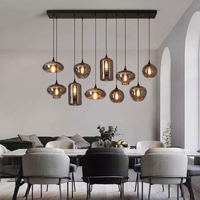 Lampe suspendue en verre soufflé à la main, style nordique moderne, pour îlot de cuisine, restaurant, décoration, boule de verre gris fumé