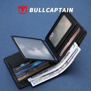 BULLCAPTAIN Men's <b>Genuine</b> <b>Leather</b> <b>Wallet</b>, Large‑Capacity Billfold, RFID‑Blocking Card Holder, Custom Logo Available - Product Image 3