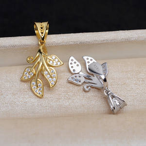 จี้เงินแท้ S925 ลายใบไม้บาโรกและไข่มุกเอเลี่ยน สำหรับผู้หญิง พร้อมถาดเปล่าสำหรับงาน DIY เครื่องประดับแฟชั่น รุ่น 4412 - Product Image 3