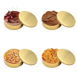 Scatola Rotonda in Metallo da 6,61 Pollici con Logo Personalizzato per Confezionamento di Torte, Biscotti e Dolci, Barattolo in Latta Dorata per Regali - Product Image 2