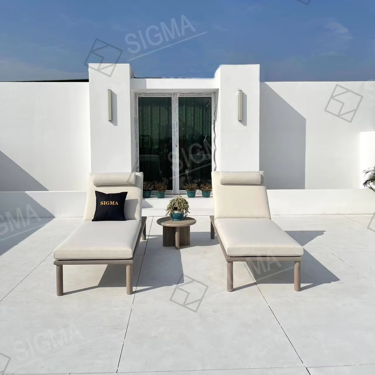 Custom Outdoor Furniture Modern Wood Chaise Garden Daybed Luxury Solid Wooden Teak Beach Sun Lounger