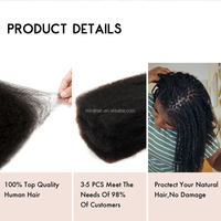 Extensions de tresses 100 % brésiliennes Afro Kinky en cheveux humains bruts Remy, douces et de qualité supérieure pour dreadlocks naturelles