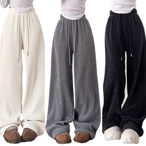 Nouveau style hiver 2026 – Pantalon en velours côtelé uni, minimaliste, respirant, écologique, taille <span class=keywords><strong>mi</strong></span>-haute, devant plat, avec cordon de serrage - Product Image 1