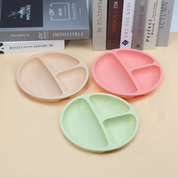 Assiette en silicone écologique sans BPA, ensemble d'alimentation personnalisé pour bébés, assiette compartimentée de qualité alimentaire pour la diversification alimentaire des tout-petits, repas pour enfants