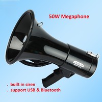 Megáfono Portátil USB ER-66S de Alta Potencia de 50 W, Altavoz de Mano Recargable con Alarma, Grabación, Sirena para Animadores