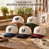 Casquettes de baseball personnalisées avec portrait d'animal, broderie visage d'animal, casquette sport bicolore, boucle métallique, nom de chien personnalisé pour cadeaux
