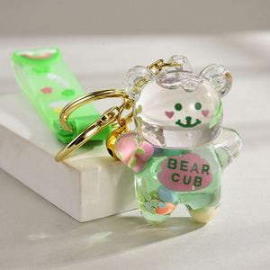 Luxury Sweet Cute Bear Cartoon Lazy Liquid <b>Key</b> <b>Chain</b> Shape <b>Key</b> <b>Chain</b> Acrylic Liquid Bear <b>Key</b> <b>Chain</b> - Product Image 3