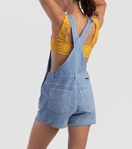 Short Mid Waist <b>Light</b> Wash Denim Casual Streetwear Overalls with Belt - Product Image 3