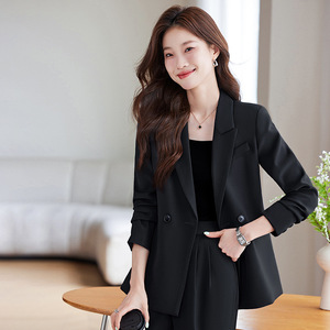 Women's Suit Set Solid Color Double-Breasted Anti-Wrinkle Casual Wear Plus Size - Product Image 3